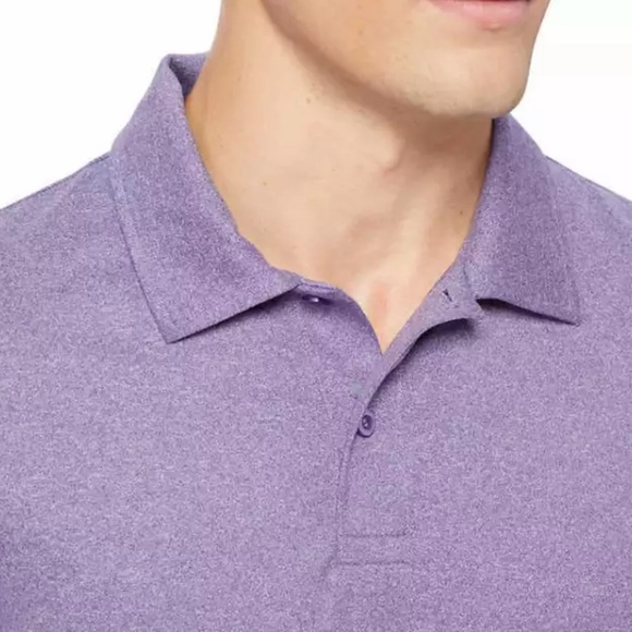 •Large• New Mens 32 Degree Cool 2 PACK Heather Purple/Grey Soft Polo Shirts - Picture 6 of 11